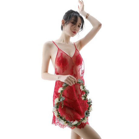 Female Lace Nightgown Lady Sexy Spaghetti Strap Night Dress Women Nighties Sleeveless Sleepwear Nightwear