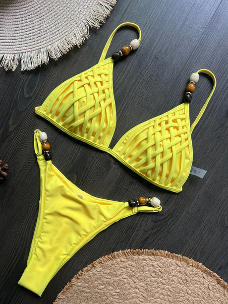 Beads Cross Bandage Bikinis 2026 Bikini Women Swimwear Female Swimsuit Two-pieces Bikini Set Push Up Bra Bathing Suit Swim Lady