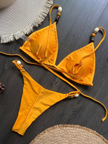 Beads Cross Bandage Bikinis 2026 Bikini Women Swimwear Female Swimsuit Two-pieces Bikini Set Push Up Bra Bathing Suit Swim Lady