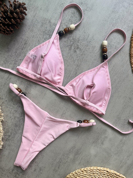 Beads Cross Bandage Bikinis 2026 Bikini Women Swimwear Female Swimsuit Two-pieces Bikini Set Push Up Bra Bathing Suit Swim Lady