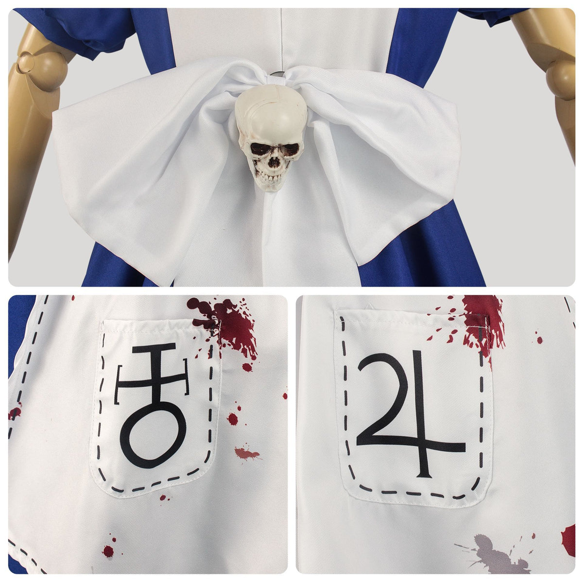 Women's Anime Alice Cosplay Costume with Necklace Alice Dress Maid Apron for Halloween Game Madness Returns Theme Girls' Outfit