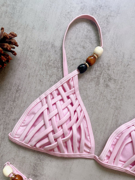 Beads Cross Bandage Bikinis 2026 Bikini Women Swimwear Female Swimsuit Two-pieces Bikini Set Push Up Bra Bathing Suit Swim Lady
