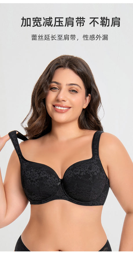 Women's Push Up Balconette Bra Full Coverage Lace Embroidered Underwire Wide Straps Lingerie 34 36 38 40 42 D E F G H I J