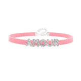 Sexy Rhinestone Letters Hotwife Collar Choker for Women Men DIY Customized Necklaces Pink Suede Leather Cosplay Jewelry Gift