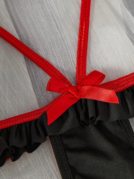 Nurse-Style Cosplay Lingerie Set, Maid-Style Hollow-Out Design Lingerie, Available in White and Black