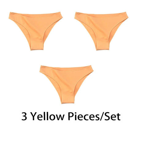3PCS/Set Women Sexy Cotton Panties Low Waist Bikini Underwear Female Underpants Solid Color Soft Girls Briefs Intimates