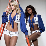 Dallas Cowboys Cheerleader Costume Women Adult High School Girl Cheerleading Sports Meeting Uniform Sexy Top and Shorts Set
