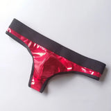 1pc Men Lacquer Leather Sexy Thong Nightclub  Gay Sissy Breathable Pouch Underwear Underpants High Stretch Panties G-String