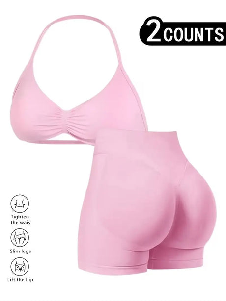 Women's High-Support Lace-Up Sports Bra - Thin-Strap Camisole, Seamless, Tight-Fit for Push-Up Training & Yoga, Gym Top