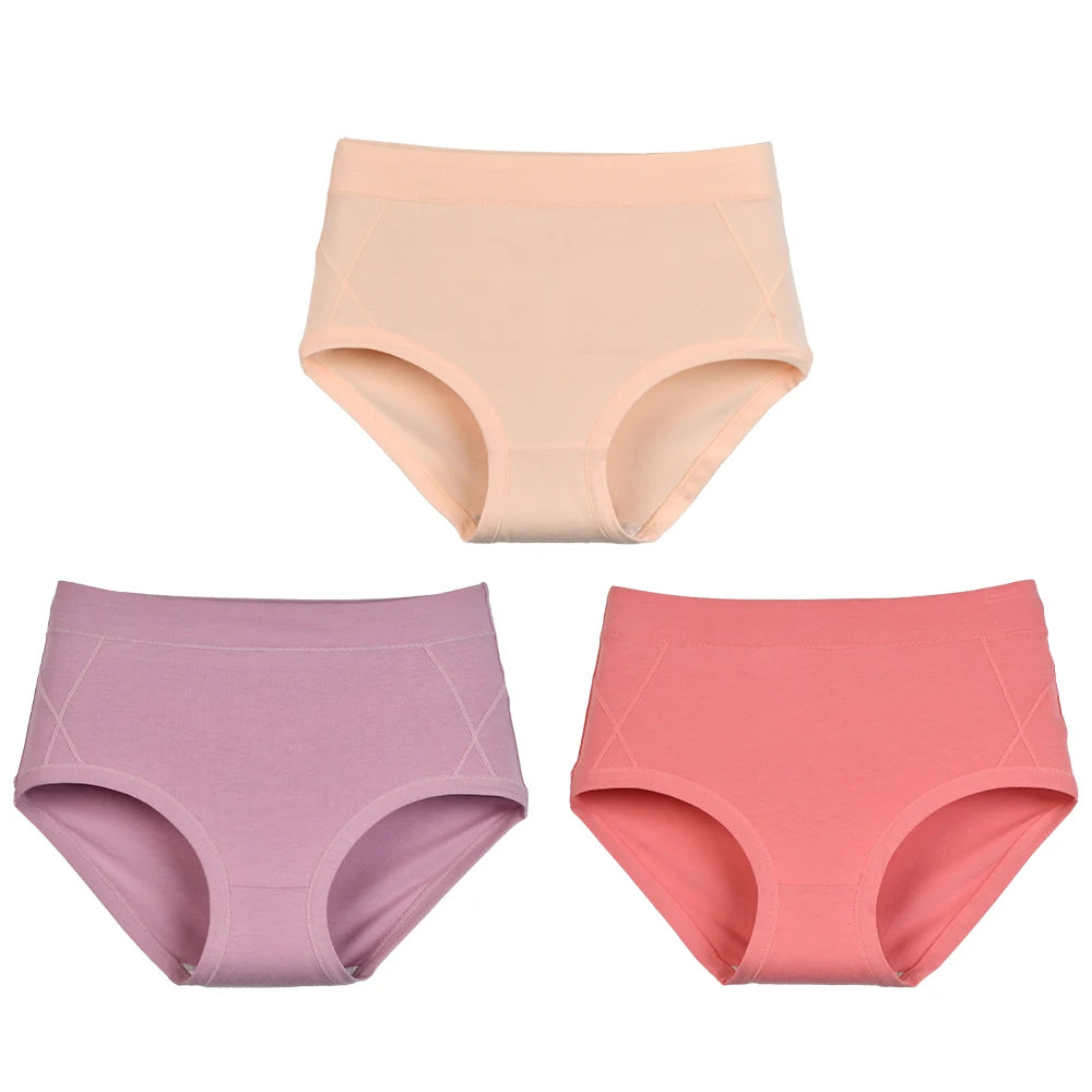 3Pcs Women's Cotton High Waist Panties Underwear Female Large Intimate Lingerie Briefs Woman Underpants Panty Panti New 2025