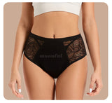 Moonful Women's Menstrual Panties High Waist Leak Proof 4 Layer Breathable Lace Period Underwear Girls Absorbent Brief