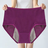 2pcs Women's Physiological Briefs Girl Menstrual Panties Ladies Period Leak Proof Panty Mid Waist Ice Silk Underwear