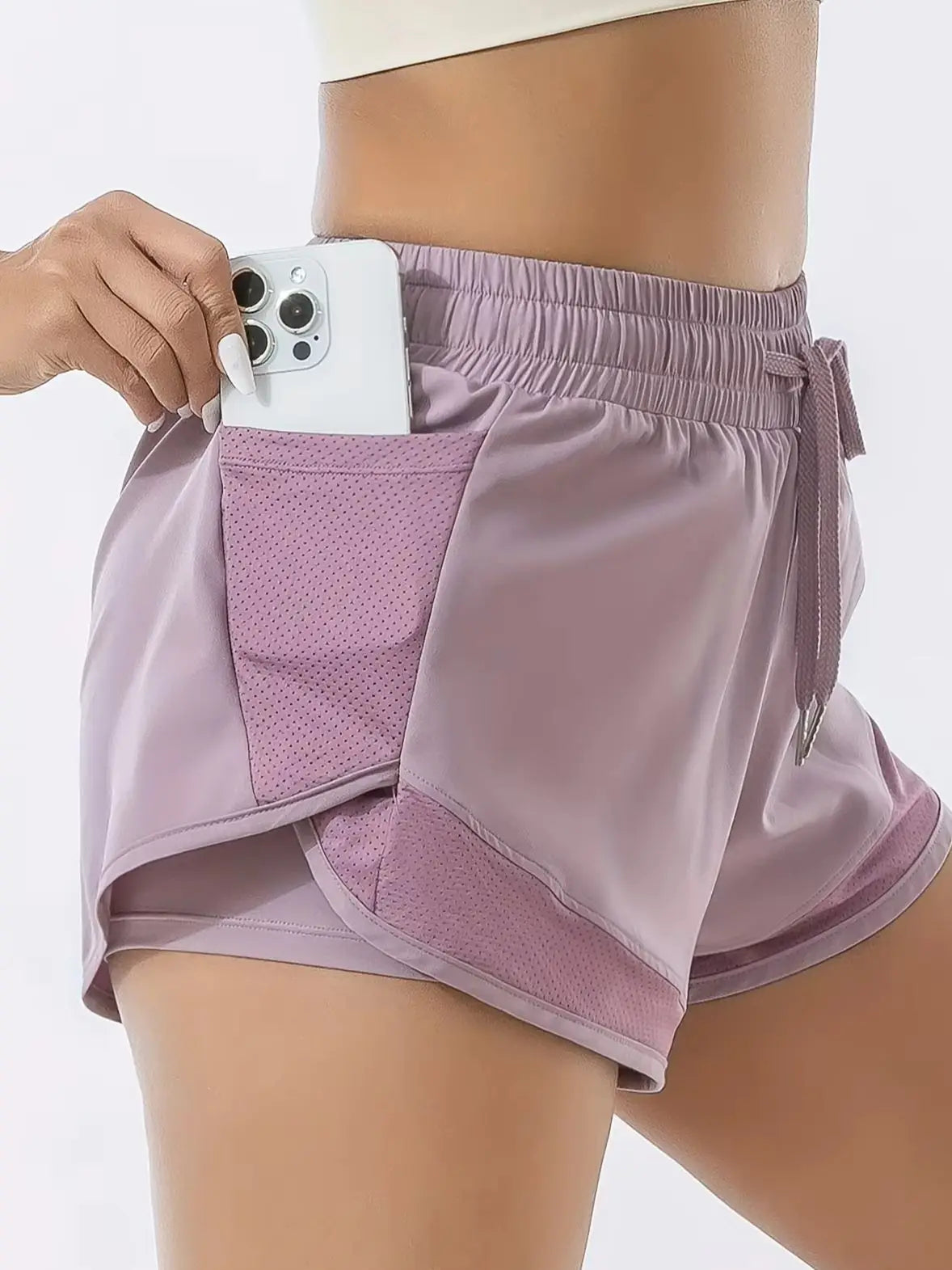 Women High Waist Quick Dry 2‑in‑1 Sports Shorts Anti‑Chafing Liner Running Marathon Yoga Fitness Casual Summer Shorts