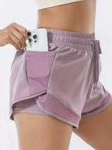 Women High Waist Quick Dry 2‑in‑1 Sports Shorts Anti‑Chafing Liner Running Marathon Yoga Fitness Casual Summer Shorts
