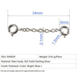 Solid 925 Sterling Silver Necklace Extenders, Durable Strong Removable Necklace Bracelet Anklet Extension for Jewelry Making