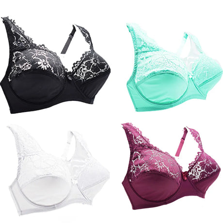 Womens Bra Sexy Lingerie Plus Size Bras Floral Lace Underwire Brassiere BH Tops Perspective Female Underwear B C D E F  Cup