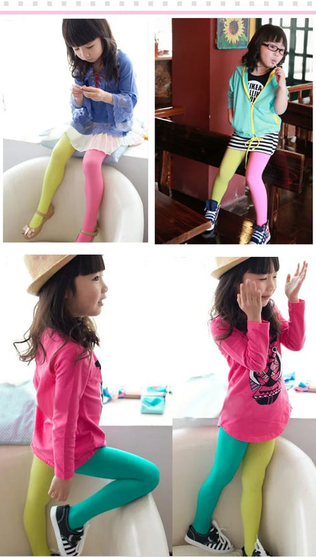 Candy Color Mixed Tights for Girls Baby Stretch Trouser Skinny Pants Women Kids To Tone Dance Pantyhose Courful Fashion Stocking