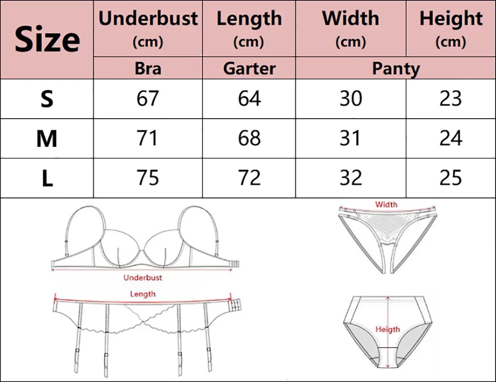 Women's Lingerie Sets Luxury Sequin Bra Belt Thong 3PC with Leg Circles See Through Push Up Bra Intimates Seductive Underwear
