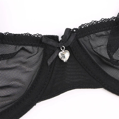 Varsbaby Women's Mesh See Through Bra Underwire Unlined Sheer Brassiere Sexy Ultra-thin Yarn Underwear Plus Size CDE Cup Bras