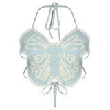 Hot Butterfly Jeans Crop Top Backless Strap Camis Sexy Lingerie Bow Bra Women Beach Mini Vest Butterfly Tank Tops Party Clubwear