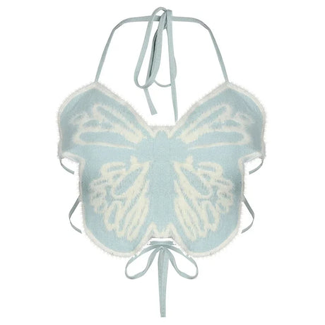 Hot Butterfly Jeans Crop Top Backless Strap Camis Sexy Lingerie Bow Bra Women Beach Mini Vest Butterfly Tank Tops Party Clubwear