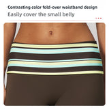 Fashion Polka Dot And Striped Wide Leg Pants For Women Fold Over Waist  Bell-bottoms Flare Yoga Pants Push Up Workout Leggings