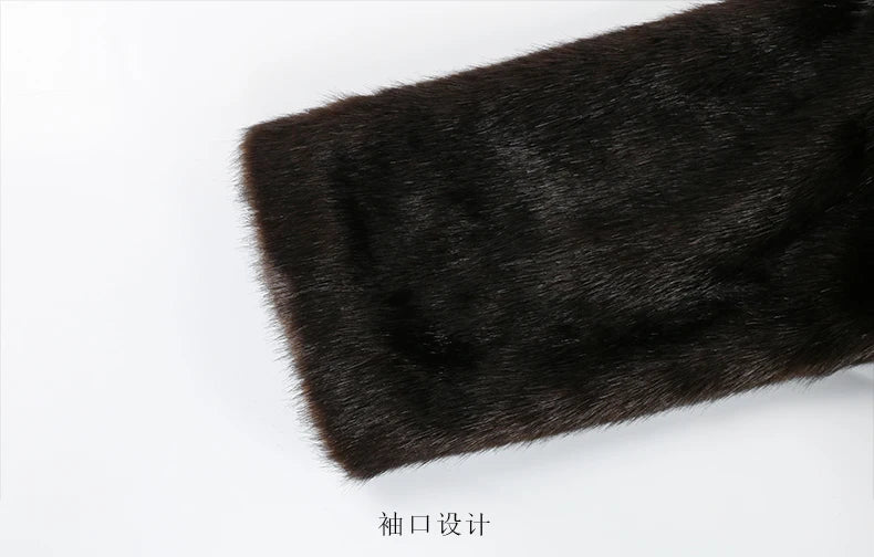 Nerazzurri Autumn Winter Extra Long Thick Warm Brown Fluffy Faux Mink Fur Coat Women Luxury Elegant Chic Furry Overcoat 2024