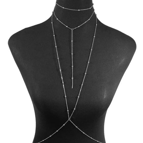 Simple Multilayer Rhinestone Back Chain Necklaces for Women Sexy Metal Shiny Crystal Bikini Waist Chain Body Chain Jewelry Gifts