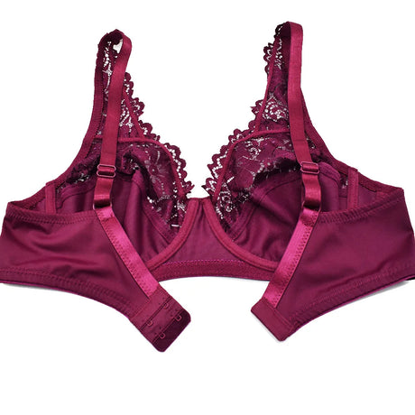 Womens Bra Sexy Lingerie Plus Size Bras Floral Lace Underwire Brassiere BH Tops Perspective Female Underwear B C D E F  Cup