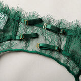 Ellolace Solid Women's Lingerie Sets Seductive Halter Bra Garter Thong 3PC with Leg Circles Sexy Lace Intimate Women Underwear