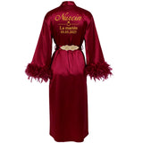 Customized Bathrobe for Women Personalized Name And Date Robe Add Any Text Gown for Bridal Party Feather Bride Robes