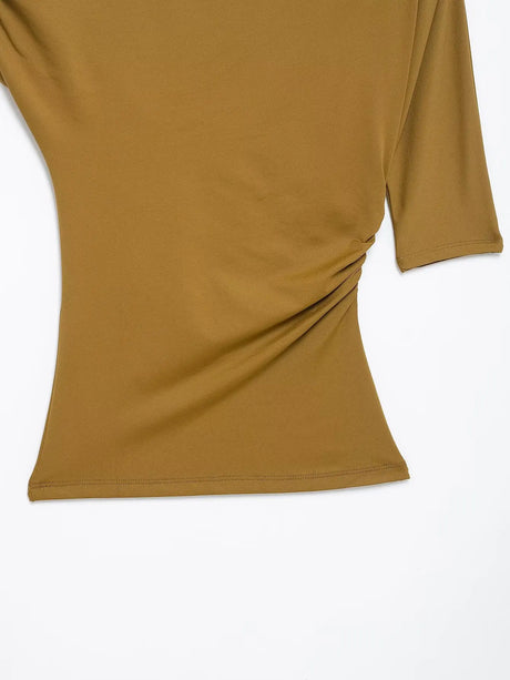 HH Vintage Women's Asymmetric Bustier Tops 2025 Female Sexy Skew Collar Off-shoulder Pleated Metal Decorate Shirt Streetwear