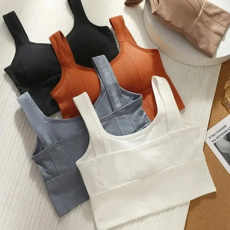 Sports Bra with Sweat-proof Function for Fitness Wear. Women's Seamless Yoga Bra. Anti-shock Off-shoulder Top.