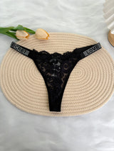 Custom Rhinestone Letter Name Thong Sexy Lace Panties Low-Rise Crystal Letter G-string Personalized Gift Wife Lover Anniversary