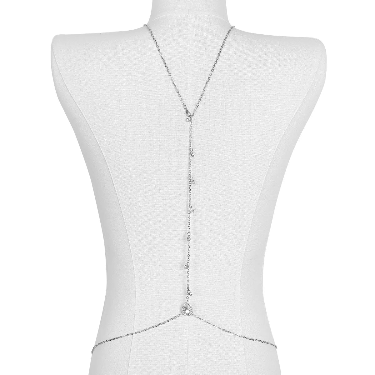 Bride Backless Rhinestone Waterdrop Body Chain Belly Waist Necklace for Women Mom Girlfriend Summer Beach Body Jewelry
