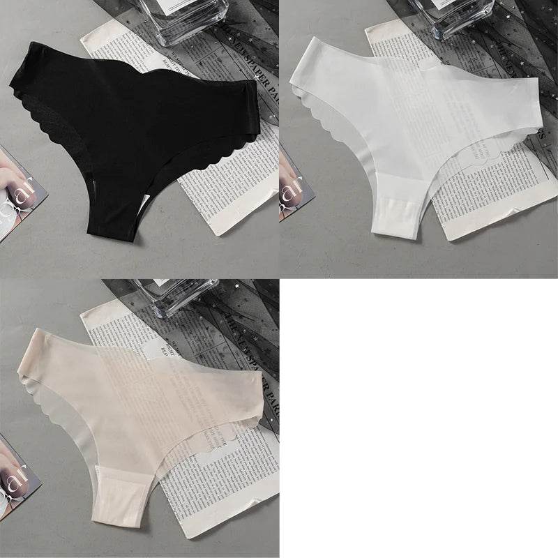 1/3PCS Sexy Women's Low Waist Light Transparent Panties Solid Color Underwear Antibacterial Crotch Ice Silk Underwear Briefs