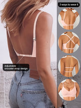 Women Invisible Bra Deep U Plunge Bras Backless Top for Dresses Sexy Lingerie with Transparent Strap Push Up Strapless Underwea