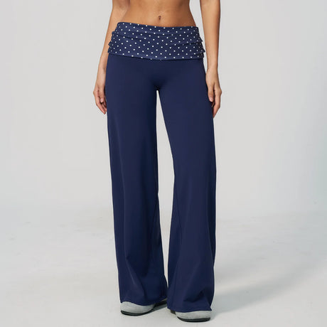 Fashion Polka Dot And Striped Wide Leg Pants For Women Fold Over Waist  Bell-bottoms Flare Yoga Pants Push Up Workout Leggings
