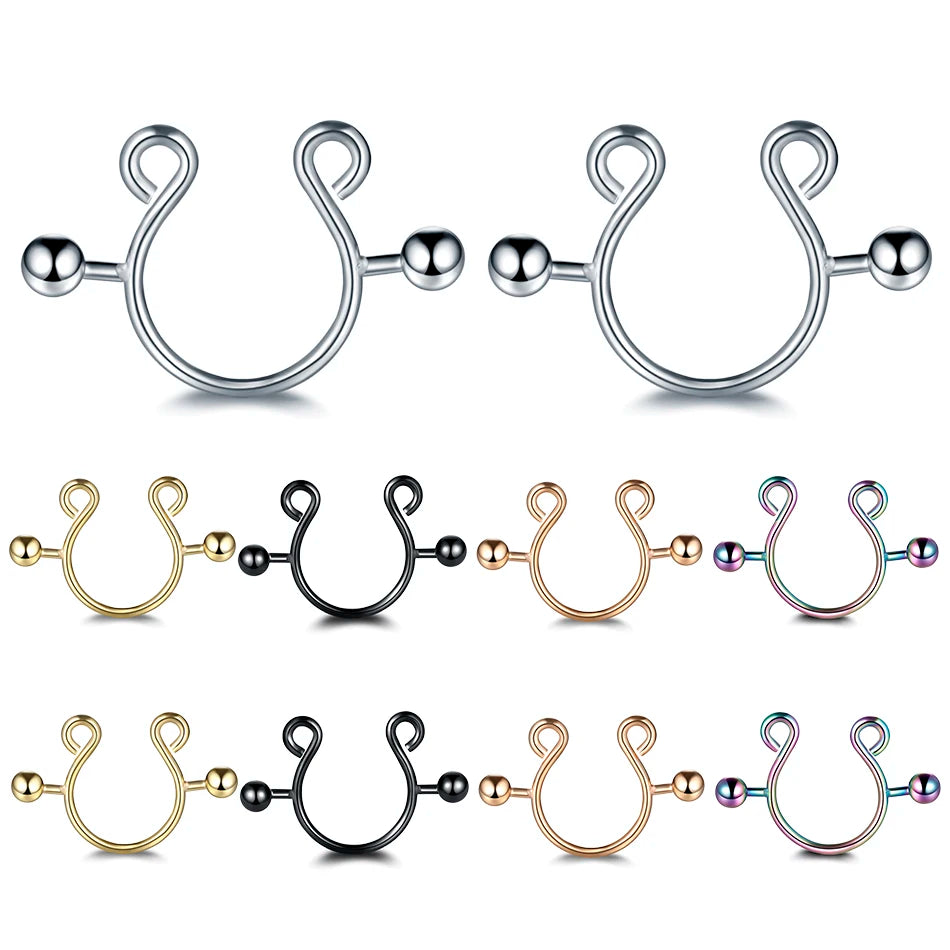 2pcs/lot Surgical Steel Fake Sexy Nipple Clip Rings Charm Faux Nipple Shield Non Piercing Rings Body Jewelry for Women Gift
