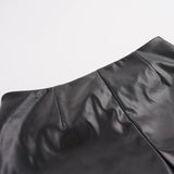 Women Low Waist Faux Leather Mini Shorts Spike Studded Decor Slim Fit Solid Black Punk Gothic Clubwear Y2K Streetwear Bottoms