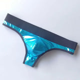 1pc Men Lacquer Leather Sexy Thong Nightclub  Gay Sissy Breathable Pouch Underwear Underpants High Stretch Panties G-String