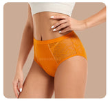 Moonful Women's Menstrual Panties High Waist Leak Proof 4 Layer Breathable Lace Period Underwear Girls Absorbent Brief