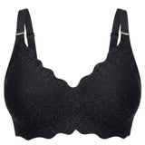Bras for Women No Underwire Scalloped Wireless Push Up Bra Seamless Full Coverage Supportive Plus Size Tshirt Bra, Soft Breathable Comfortable Bralette, Leopard & Polka Dot Print Ice Silk Bra