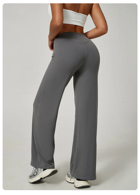 DFXEN LOGO New Women Wide Leg Yoga Pants High Waist Butt Lift Loose Fitness Gym Workout Flare Leggings Casual Sports Trousers