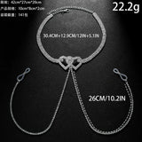 Sexy Double Heart Nipple Chain Necklace for Women Bikini Lingerie Festival Clothing Rhinestone Chest Chain Nightclub Jewelry
