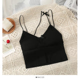 Sexy solid color crop tops sports spaghetti strap tanke top women built in bra off shoulder sleeveless omighty camisole hot