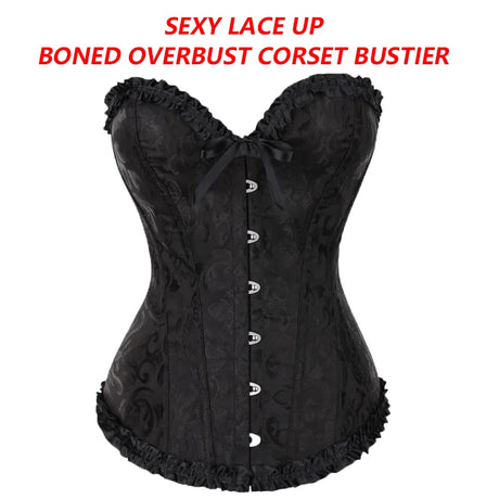 YBFDO Women Sexy Corsets Bustiers Floral Lace Tops Shapewear Burlesque Vintage Corset Gothic Satin Lingerie Corselet Overbust
