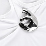 Creative Metal Decoration Tank Tops Women Edgy Clothes Y2k Accessories Sleeveless Crop Top Slim Fit Ropa De Mujer Camison Verano