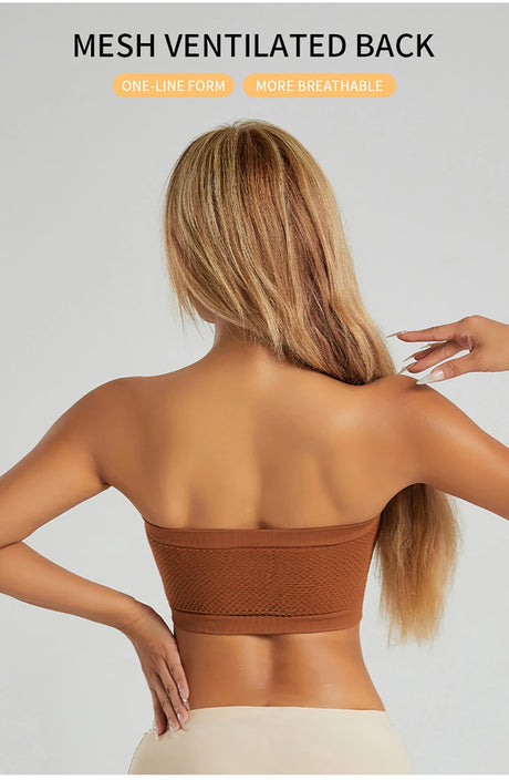 Women's Plus Size Strapless Front Closure Bandeau Bra Seamless Wireless Bralette Tube Top Non-Slip Everyday Brassiere