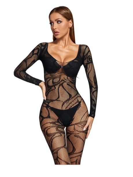 Women's Sexy Lingeries Fashion Lace Up Suits Black Sexy Slim Bodysuits Hollow Out Backless Bodycon Lingeries